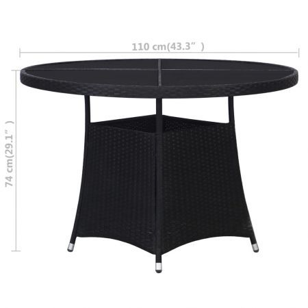 Garden Table Black Ø110x74 cm Poly Rattan