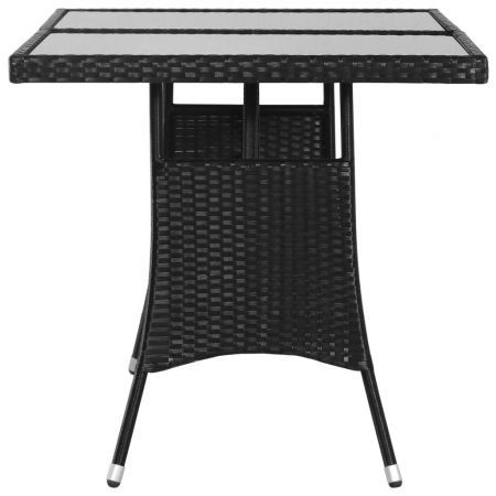 Garden Table Black 140x80x74 cm Poly Rattan