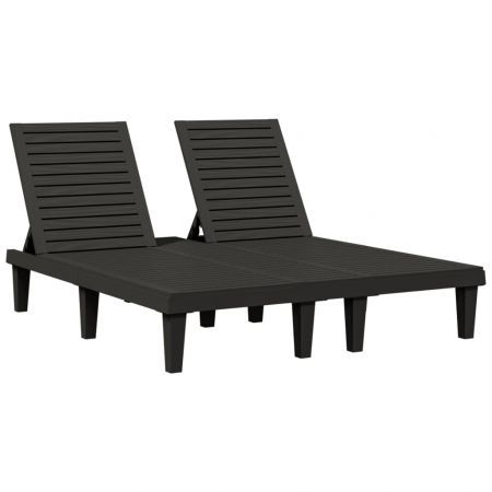 Double Sun Lounger Black 155x138x83 cm Polypropylene