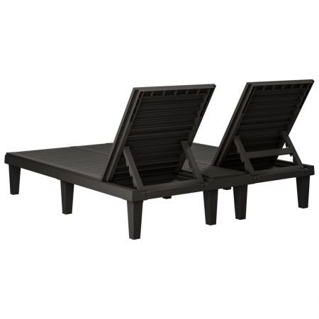 Double Sun Lounger Black 155x138x83 cm Polypropylene