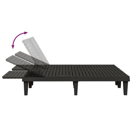 Double Sun Lounger Black 155x138x83 cm Polypropylene