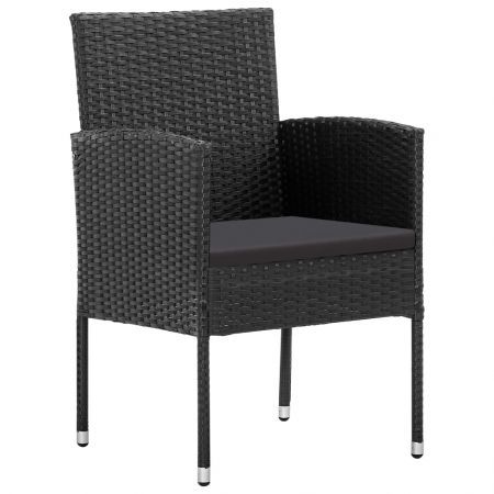 Garden Chairs with Black Cushions 2 pcs Black Poly Rattan