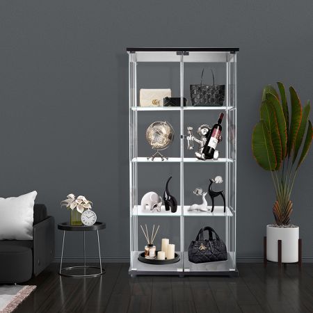 164cm Glass Display Cabinet 2 Doors