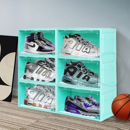 6x Sneaker Display Case Shoe Cyan