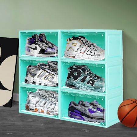 6x Sneaker Display Case Shoe Cyan