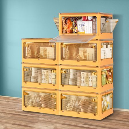 124L Storage Box Stackable Clothes Container L Orange Large