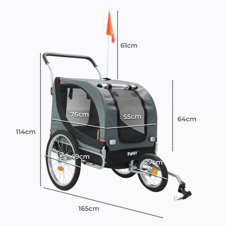 Pet Stroller Bike Trailer 3-IN-1 Sunroof