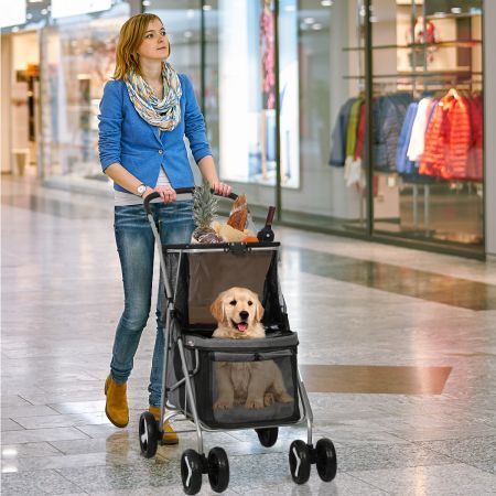 Pet Stroller 2-Tier Dog Cat Carrier Foldable