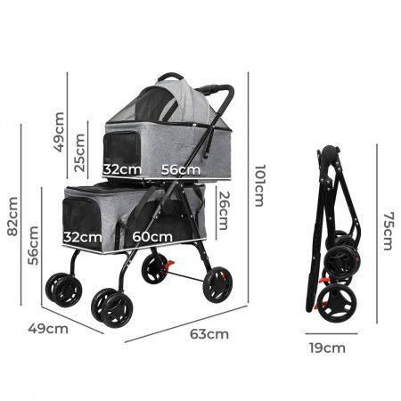 Two-tier Pet Stroller Double Dog