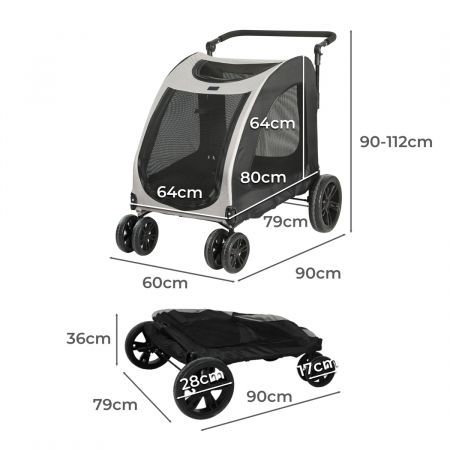 Pet Dog Stroller Pram Carrier Cat