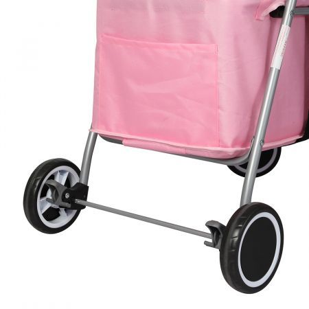 Pet Stroller Dog Cat Carrier Foldable Pink