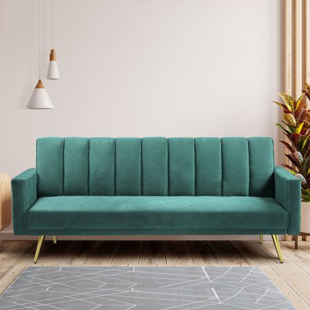 Sofa Bed Convertible Velvet Lounge Green