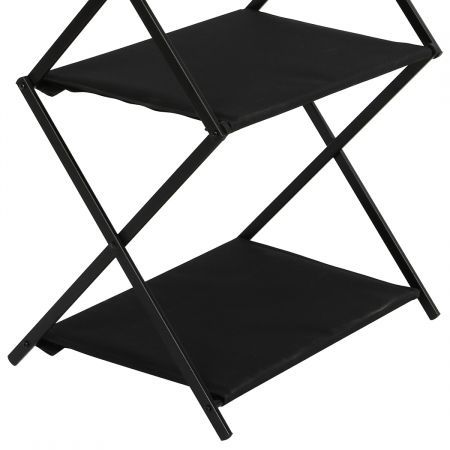 Foldable Camping Storage Shelves 3 Layer with Hooks Black