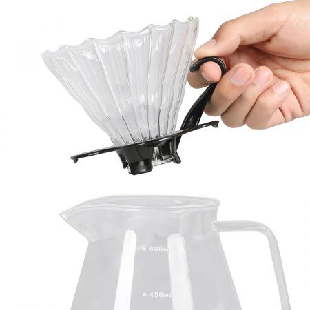 Pour Over Coffee Maker Set Dripper Pot Kettle Filter with Grinder