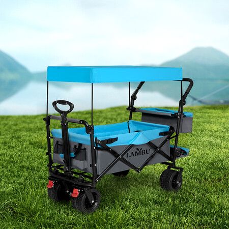 Camping Cart Garden Trolley 150KG Load Blue