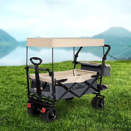 Camping Cart Garden Trolley 150KG Load Beige