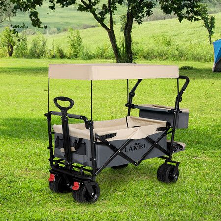 Camping Cart Garden Trolley 150KG Load Beige