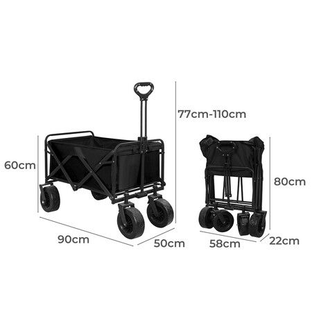 Garden Camping Trolley Outdoor Black