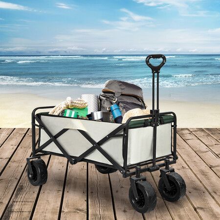 Garden Camping Trolley Outdoor Beige