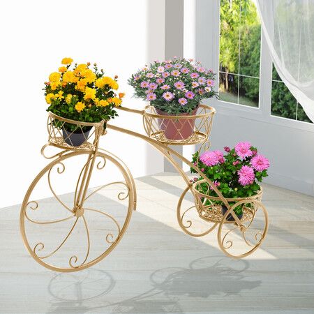 Plant Stand Outdoor Indoor Metal Gold