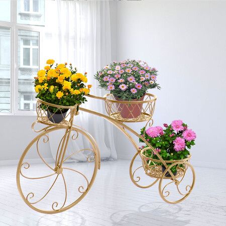 Plant Stand Outdoor Indoor Metal Gold