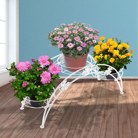 Plant Stand Outdoor Indoor Metal White