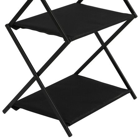 Foldable Camping Storage Shelves 2 Layer with Hooks Black