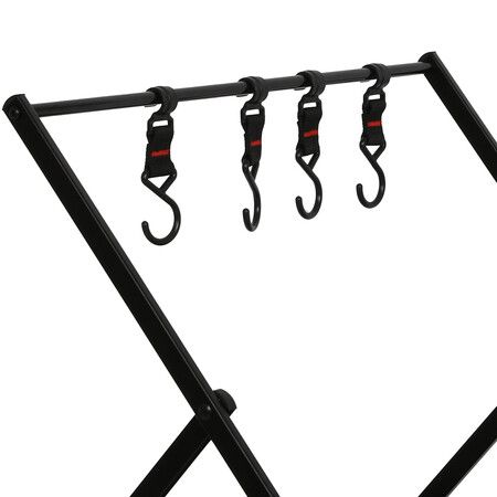 Foldable Camping Storage Shelves 2 Layer with Hooks Black