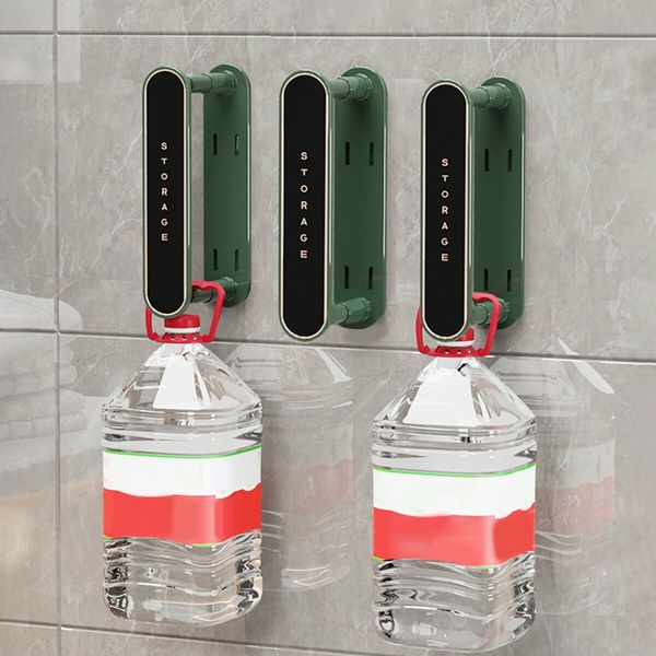 Wall-Mounted Retractable Clothes Hanger Space-Saving Storage Rack For Balcony Washing Machine Color Green