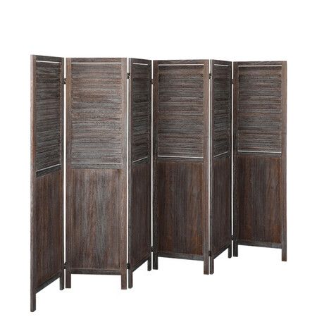 6 Panel Partition Room Divider Brown