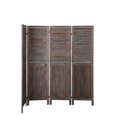 4 Panel Room Divider Folding Brown