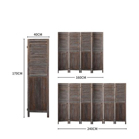 4 Panel Room Divider Folding Brown