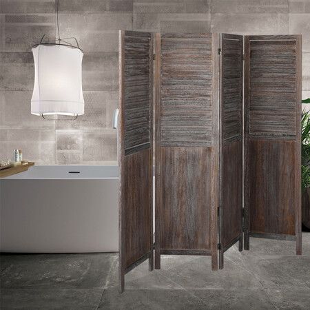 4 Panel Room Divider Folding Brown