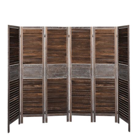 Room Divider 6 Panel Folding Brown