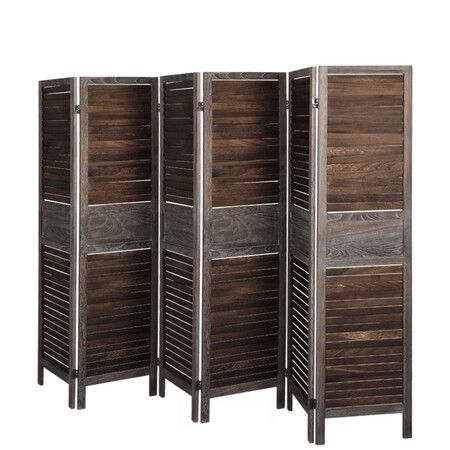 Room Divider 6 Panel Folding Brown