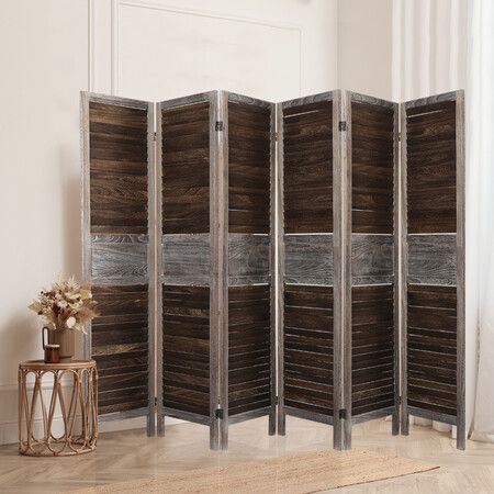 Room Divider 6 Panel Folding Brown