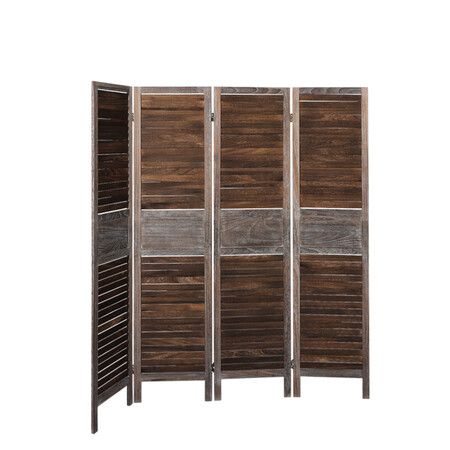 4 Panel Partition Room Divider Brown