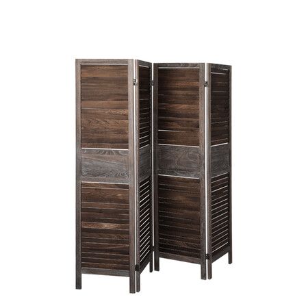 4 Panel Partition Room Divider Brown