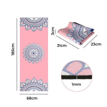 Yoga Mat Foldable Non-Slip Exercise Pink