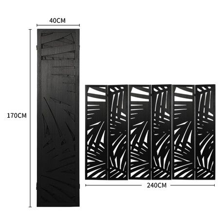 6 Panel Partition Room Divider Black