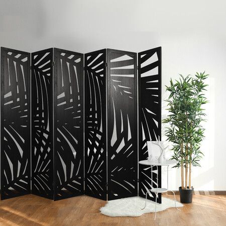 6 Panel Partition Room Divider Black