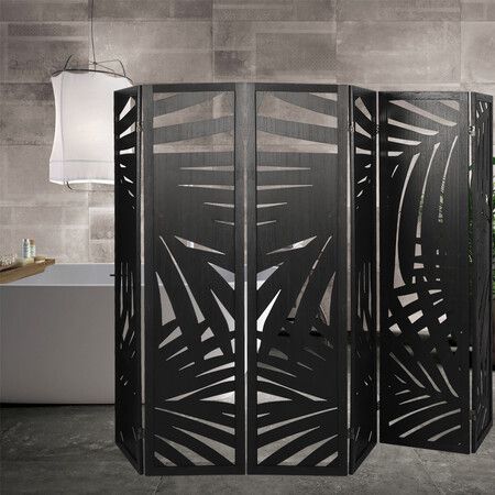 6 Panel Partition Room Divider Black