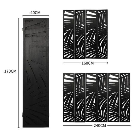 4 Panel Partition Room Divider Black