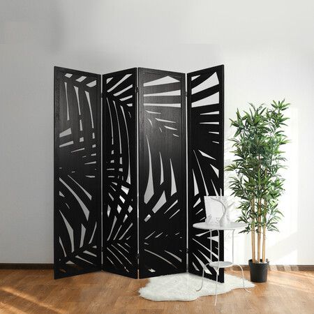 4 Panel Partition Room Divider Black