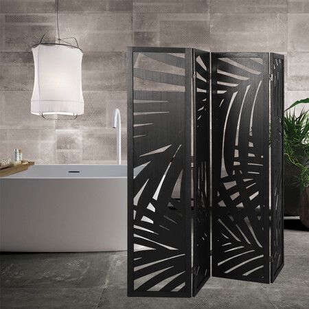 4 Panel Partition Room Divider Black