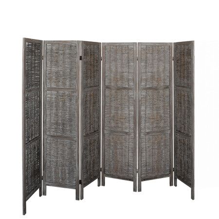 6 Panels Partition Room Divider Grey