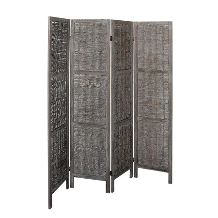 4 Panels Partition Room Divider Grey