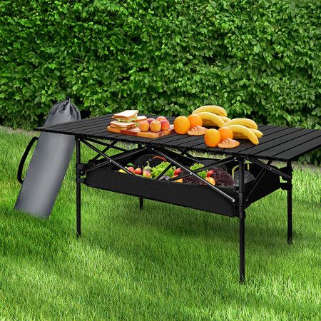 Folding Camping Table Portable Black