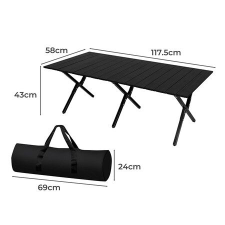 Folding Camping Table Portable Black