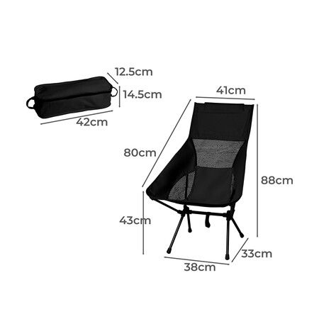 Camping Chair Folding Outdoor Large Black